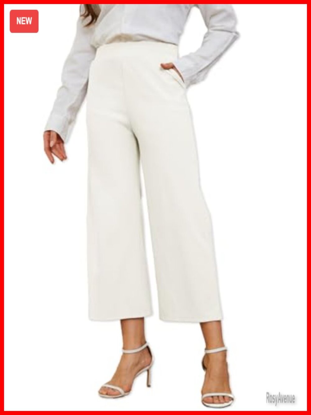 Women's Wide Leg Capri Pants High Waisted Work Cropped Palazzo with Pockets